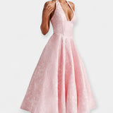 Rochie Midi cu Spate Decupat și Design de Corset