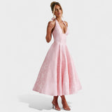 Effie - Rochie midi texturată cu decolteu în V