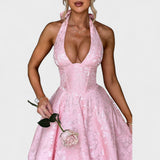 Effie - Rochie midi texturată cu decolteu în V