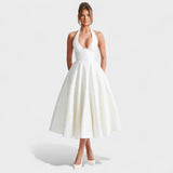 Effie - Rochie midi texturată cu decolteu în V