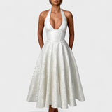 Effie - Rochie midi texturată cu decolteu în V