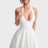 Effie - Rochie midi texturată cu decolteu în V