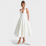 Effie - Rochie midi texturată cu decolteu în V