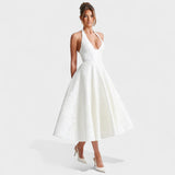 Effie - Rochie midi texturată cu decolteu în V