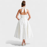 Effie - Rochie midi texturată cu decolteu în V