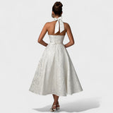 Effie - Rochie midi texturată cu decolteu în V