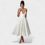 Effie - Rochie midi texturată cu decolteu în V