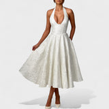 Effie - Rochie midi texturată cu decolteu în V