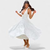 Effie - Rochie midi texturată cu decolteu în V