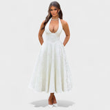 Effie - Rochie midi texturată cu decolteu în V