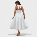 Effie - Rochie midi texturată cu decolteu în V