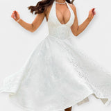 Rochie Midi cu Spate Deschis și Corset Elegant