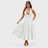 Effie - Rochie midi texturată cu decolteu în V