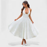 Effie - Rochie midi texturată cu decolteu în V