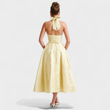 Effie - Rochie midi texturată cu decolteu în V