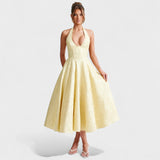 Effie - Rochie midi texturată cu decolteu în V