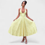 Effie - Rochie midi texturată cu decolteu în V