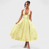 Effie - Rochie midi texturată cu decolteu în V