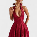 Effie - Rochie midi texturată cu decolteu în V