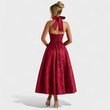 Effie - Rochie midi texturată cu decolteu în V