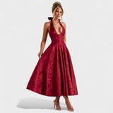 Effie - Rochie midi texturată cu decolteu în V