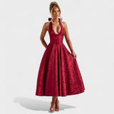 Effie - Rochie midi texturată cu decolteu în V