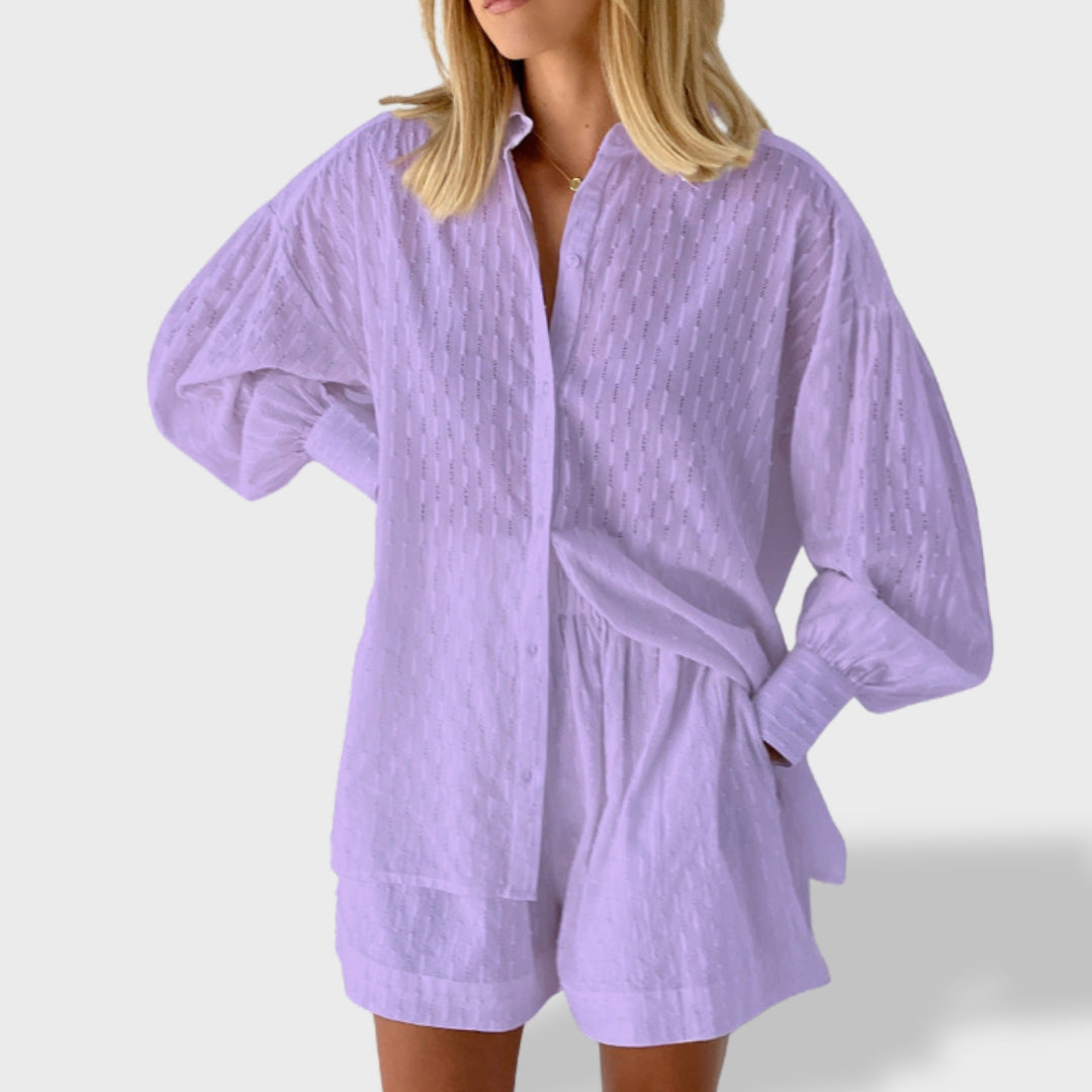 Maud | Set de cămașă și pantaloni scurți din in elegant