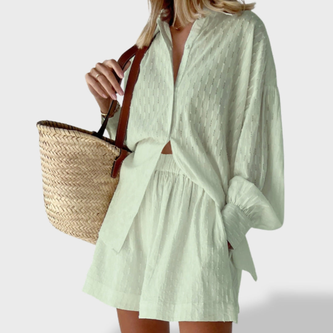 Maud | Set de cămașă și pantaloni scurți din in elegant