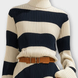 Rochie Maxi Tricotată cu Dungi