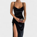 Gabriela - Rochie din catifea cu fante laterale