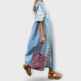 Sílvia - Rochie din In cu Model pentru o Eleganță Fără Efort