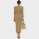 Rochie Midi Elegantă cu Fendă Înaltă