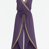 Lorena | Rochie Mono cu Detalii Aurii și Fendă pe Picior