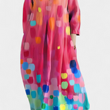 Anne | Rochie Fluidă cu Decolteu în V și Imprimare Colorată