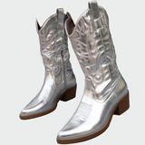 Botine cowboy metalice