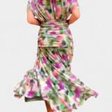 Rochie Lungă Florală cu Decolteu în V și Eleganță Romantica