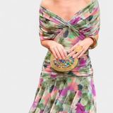 Rochie Lungă Florală cu Decolteu în V și Eleganță Romantica