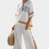 Bruna| Set Etnic Margarete Alb Albastru Portocaliu