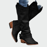 Botine cowboy din piele retro