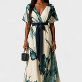 Vanessa™ | Rochie Lungă cu Model Acuarelă