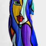 Anne | Rochie Fluidă cu Decolteu în V și Imprimare Colorată