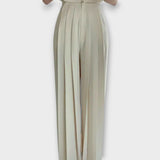 Pantaloni Femei cu Talie Înaltă și Plisare