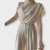 Pantaloni Femei cu Talie Înaltă și Plisare