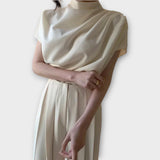 Pantaloni Femei cu Talie Înaltă și Plisare