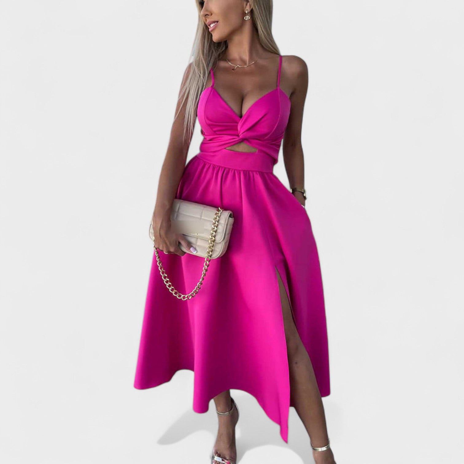 Cielo Divino – Rochie Midi cu Deschidere Frontală