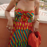 Aria | Rochie Maxi Cu Imprimare Abstractă Fără Mâneci cu Croială A-Line