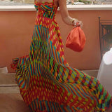 Aria | Rochie Maxi Cu Imprimare Abstractă Fără Mâneci cu Croială A-Line